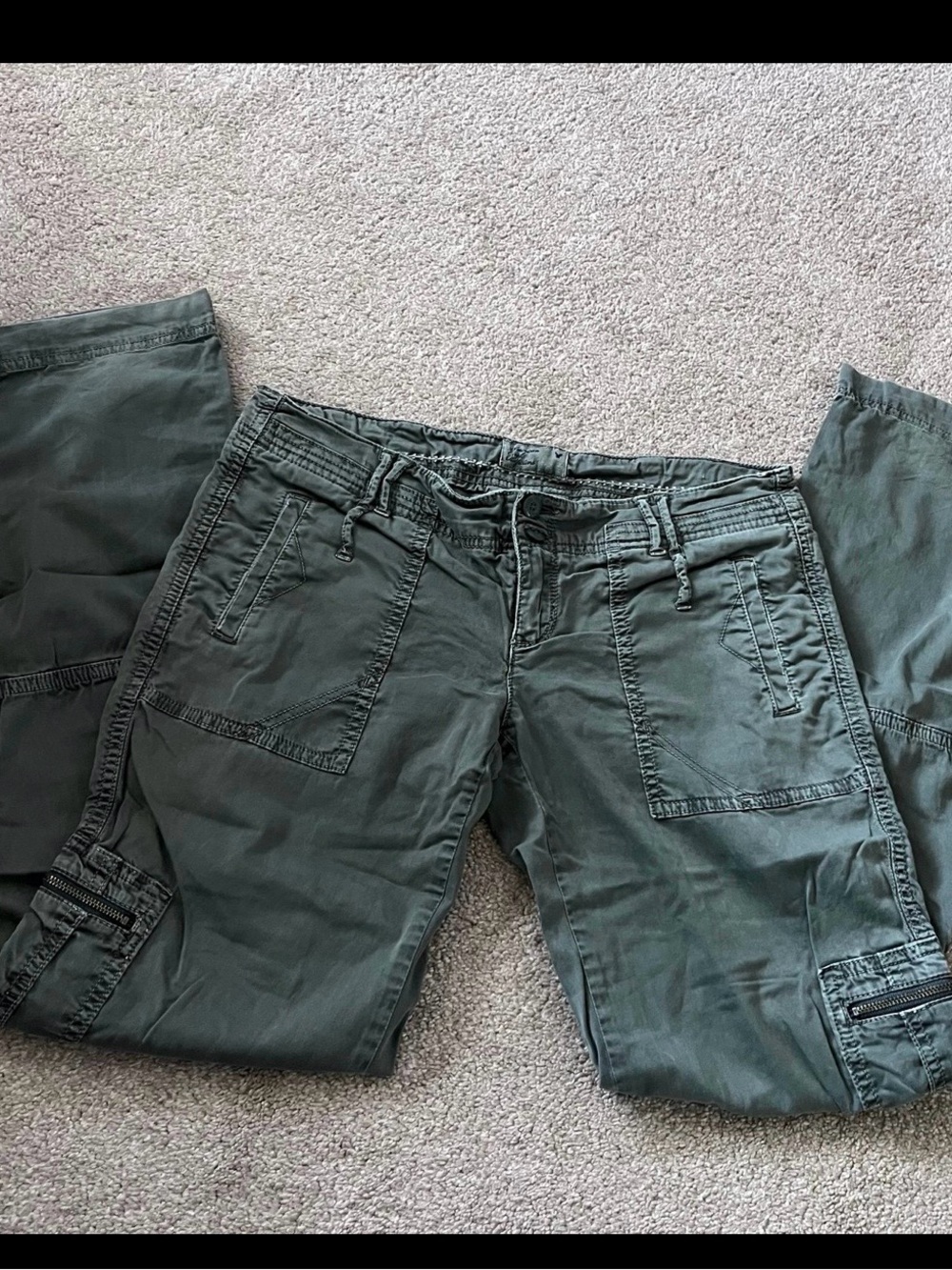 “American Eagle Olive Green Utility Cargo Pants Y2K Straight Leg” (2)